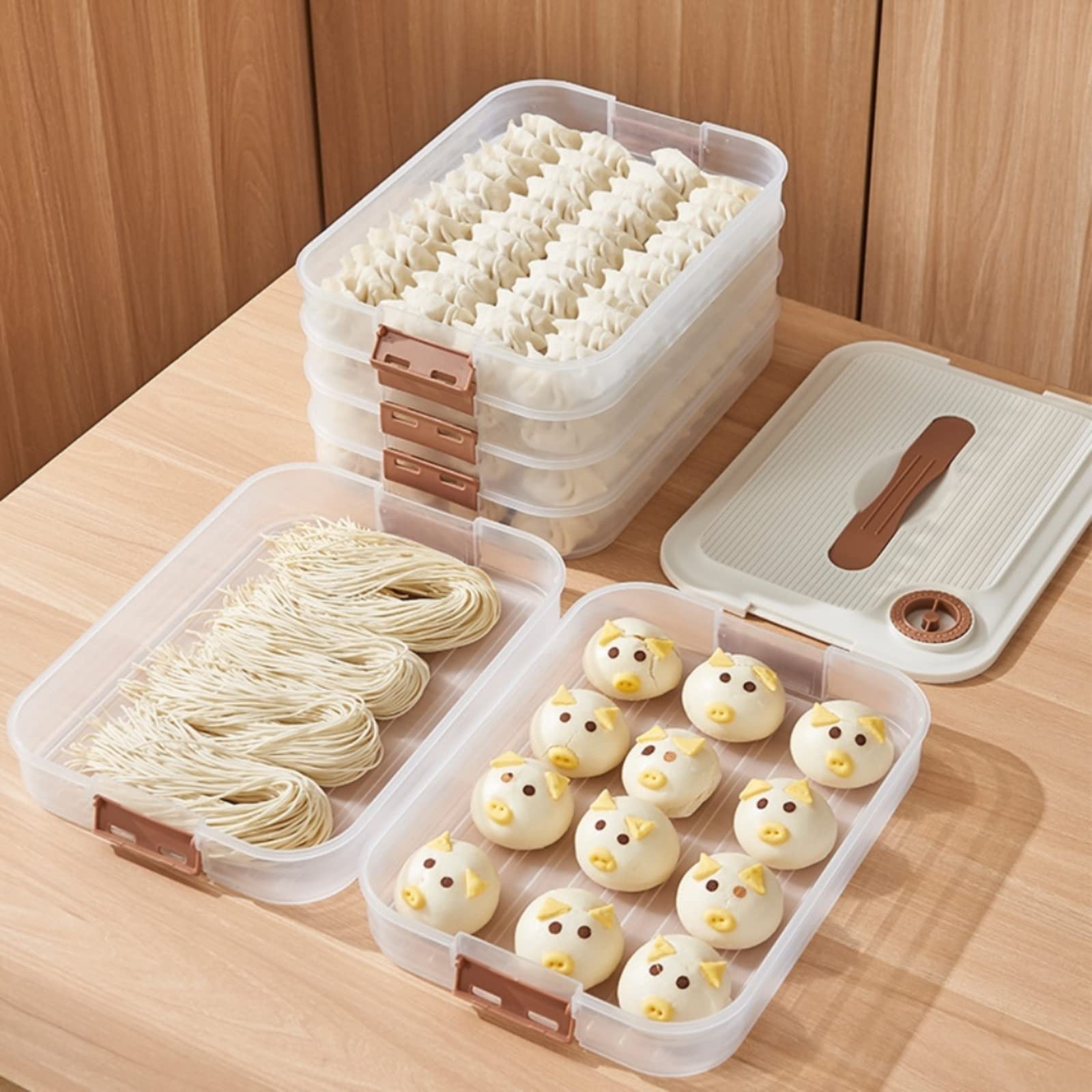 MANHONGYU contenedor-dumplings-apilable mantiene dumplings frescos para transportar