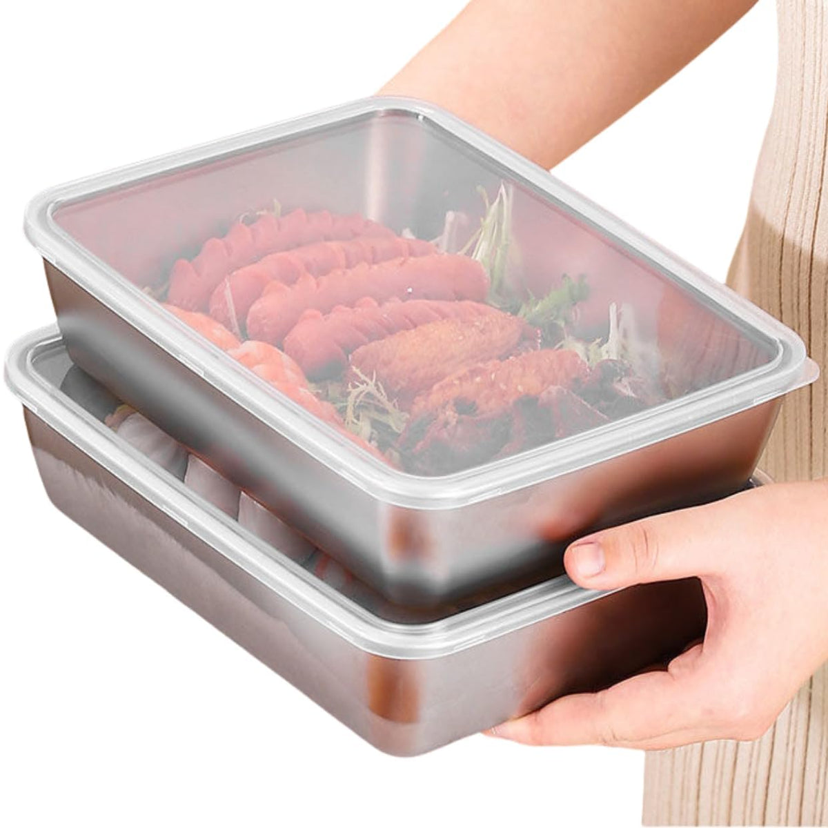 MANHONGYU – contenedores de acero inoxidable 2 piezas para almacenamiento seguro.