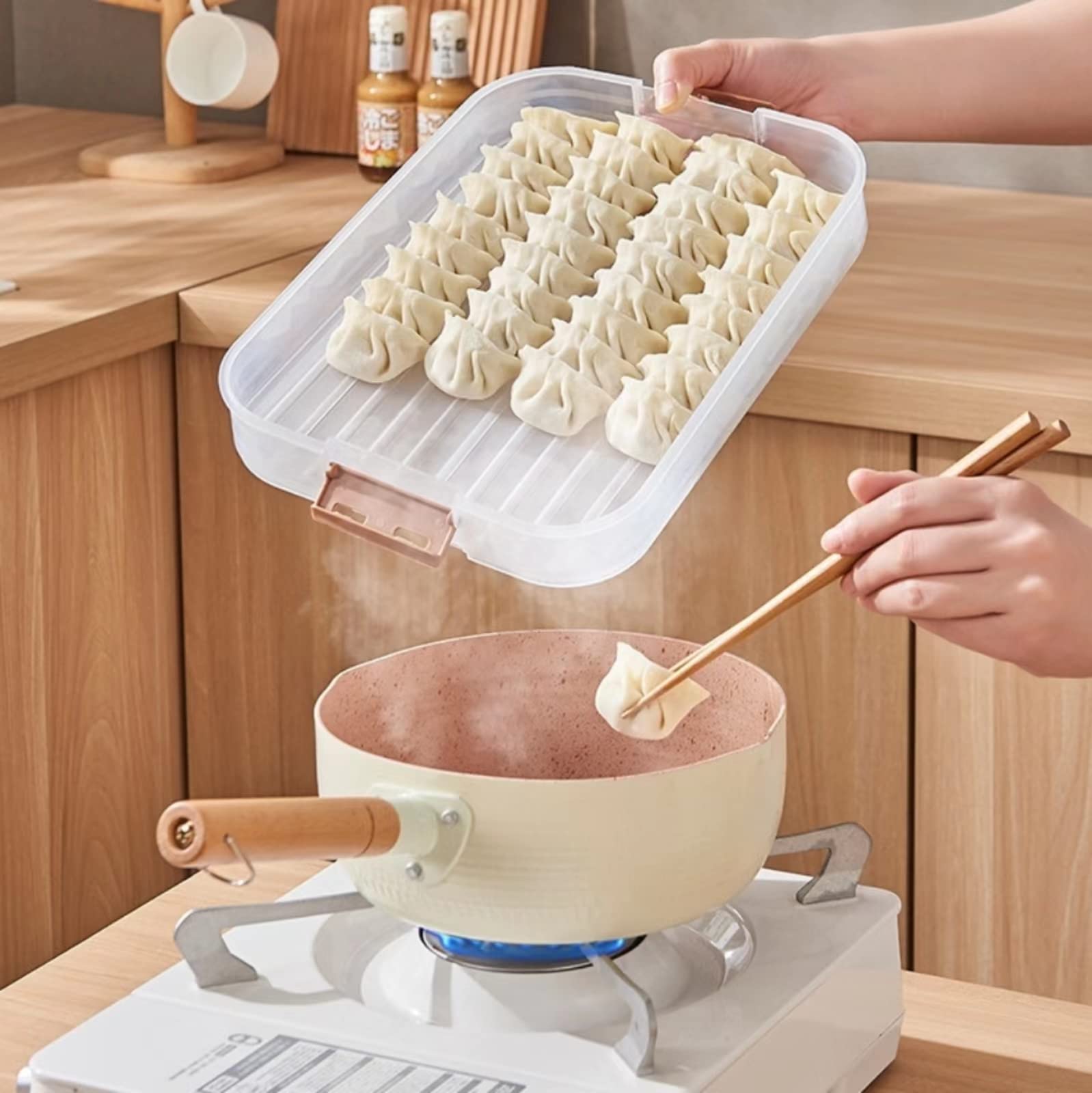 MANHONGYU contenedores-apilables-4-niveles permiten organizar comidas y postres con comodidad