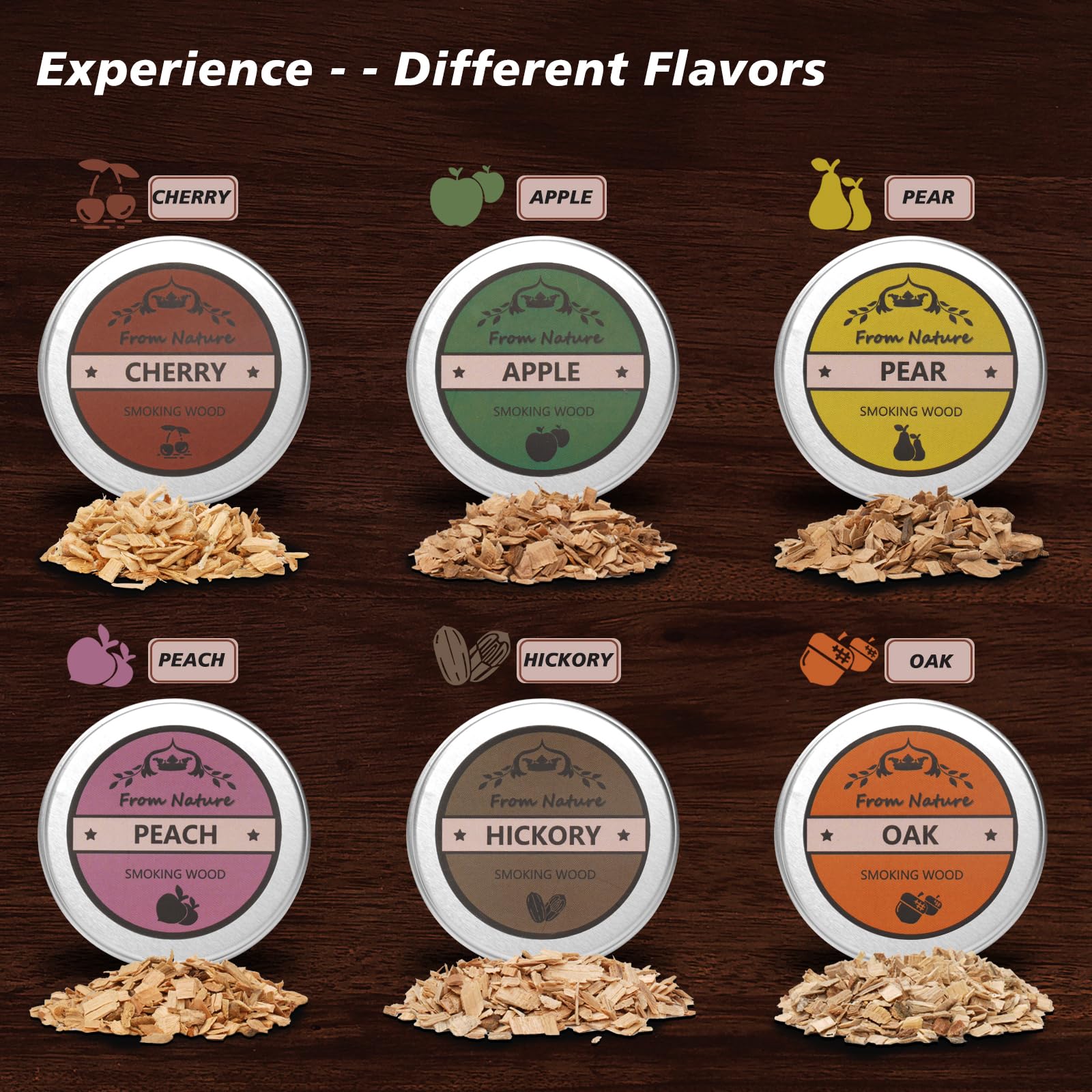 MANJUSAWA chips madera seis sabores para perfiles aromáticos