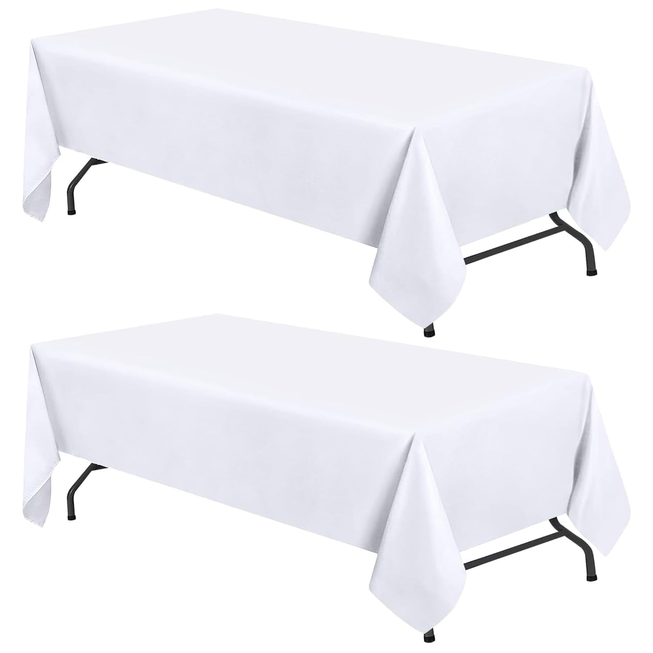 Mantel blanco White Classic WEALUXE para mesa rectangular 60x102, resistente a manchas y arrugas.