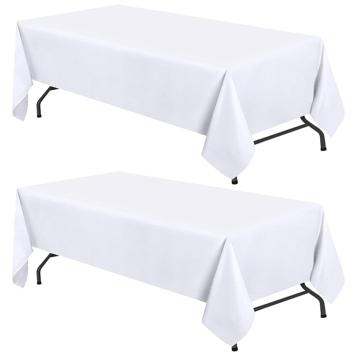 Mantel blanco White Classic WEALUXE para mesa rectangular 60x102, resistente a manchas y arrugas.