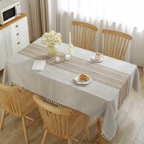 Mantel JIALE con antiarrugas para mesa rectangular, aspecto rústico y elegante.