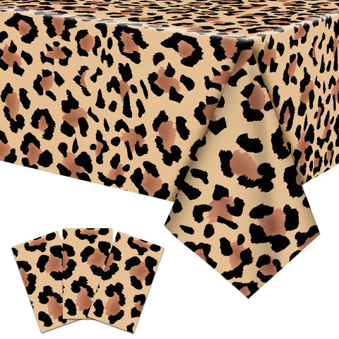 Temicle mantel leopardado 54x108, cobertura completa para mesas rectangulares en fiestas.