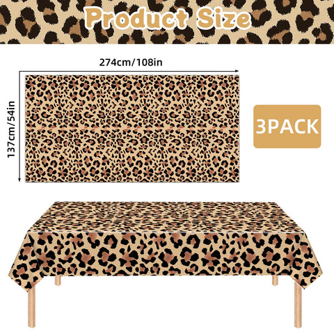 Temicle mantel leopardado 54x108, resistencia a derrames para celebraciones al aire libre.