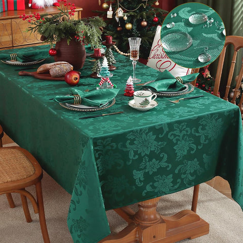 MATIRUG mantel navideño con flor de nochebuena damasco para mesa festiva