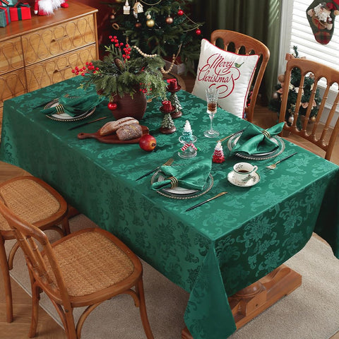 MATIRUG mantel navideño jacquard con flor de nochebuena y textura elegante