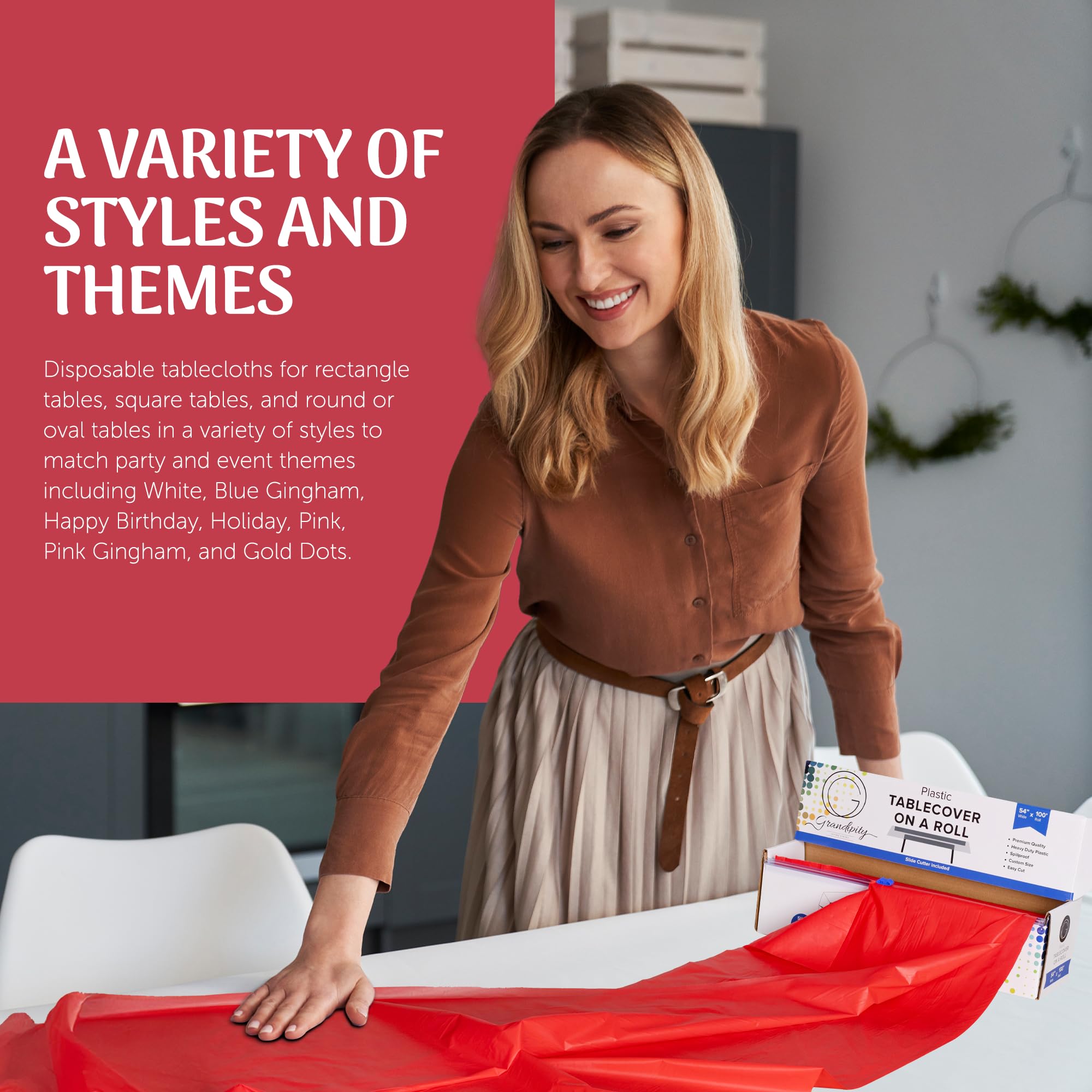Mantel Grandipity para mesa rectangular en rojo, protección práctica