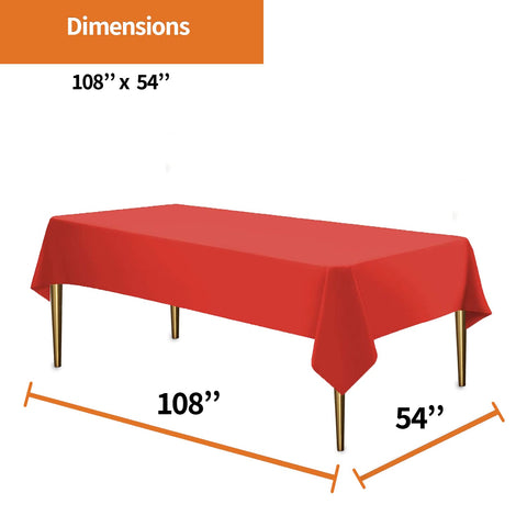 Mantel plástico rojo pre-cortado para ajuste perfecto en mesas rectangulares.