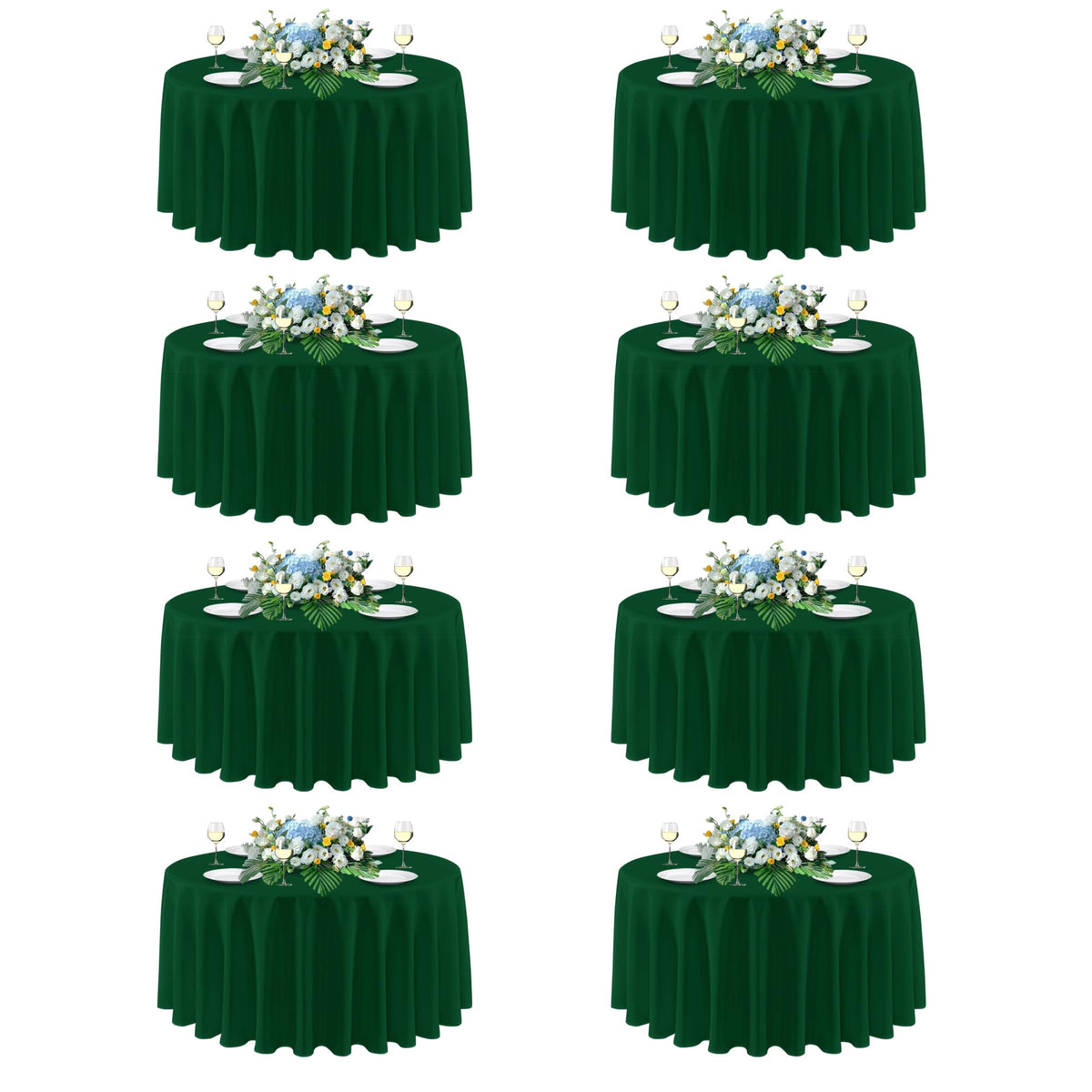 Mantel Sancua verde cazador para mesa redonda de 90 pulgadas, ideal para banquetes.