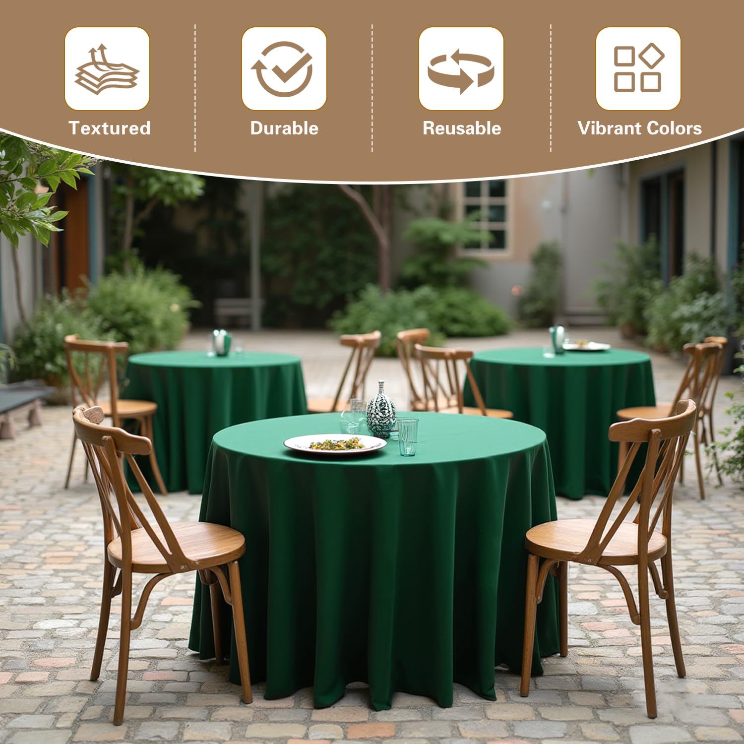 Mantel Sancua verde cazador lavado y planchado sencillo para reutilización.