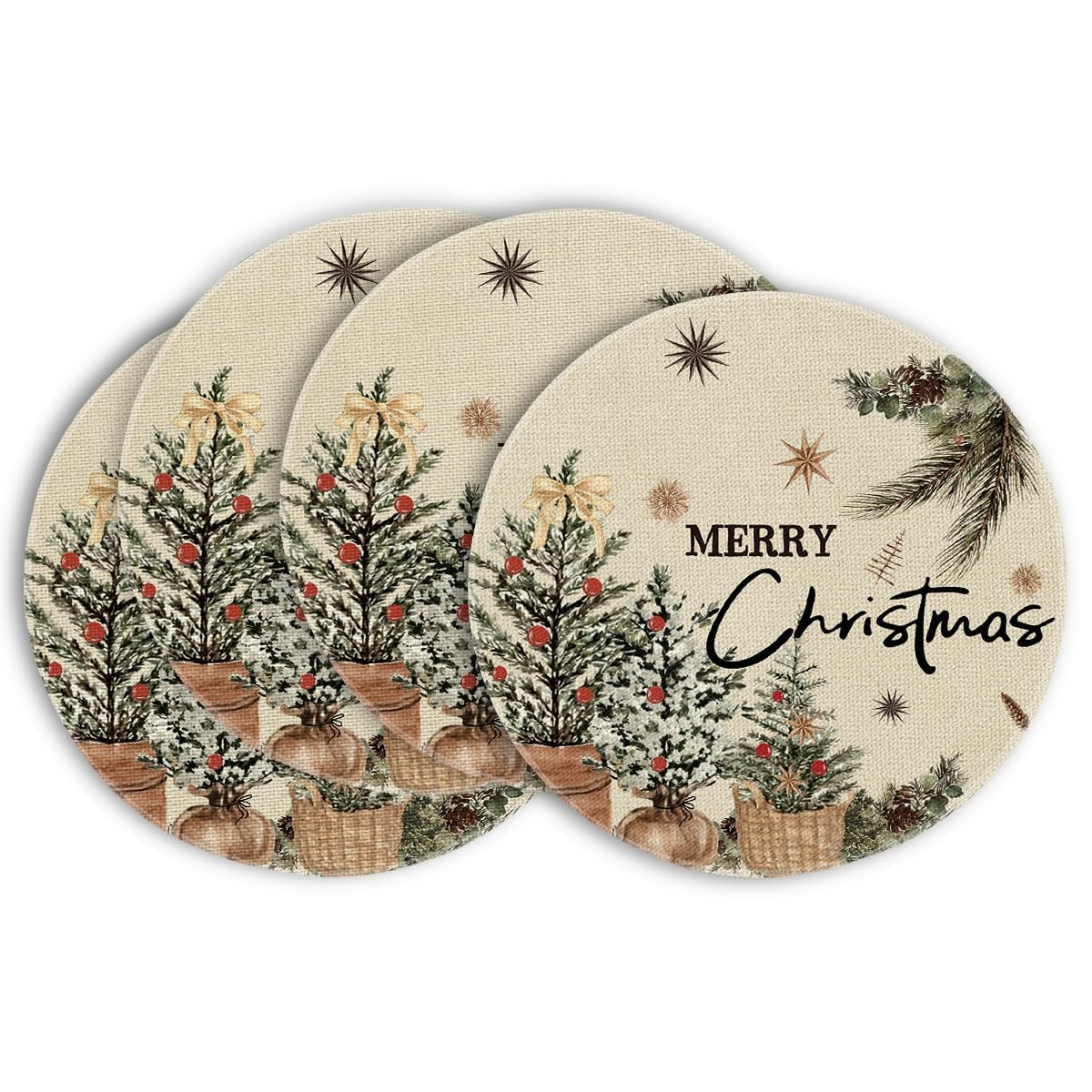 Manteles redondos Artoid Mode con estilo navideño protegen la mesa y crean ambiente cálido.