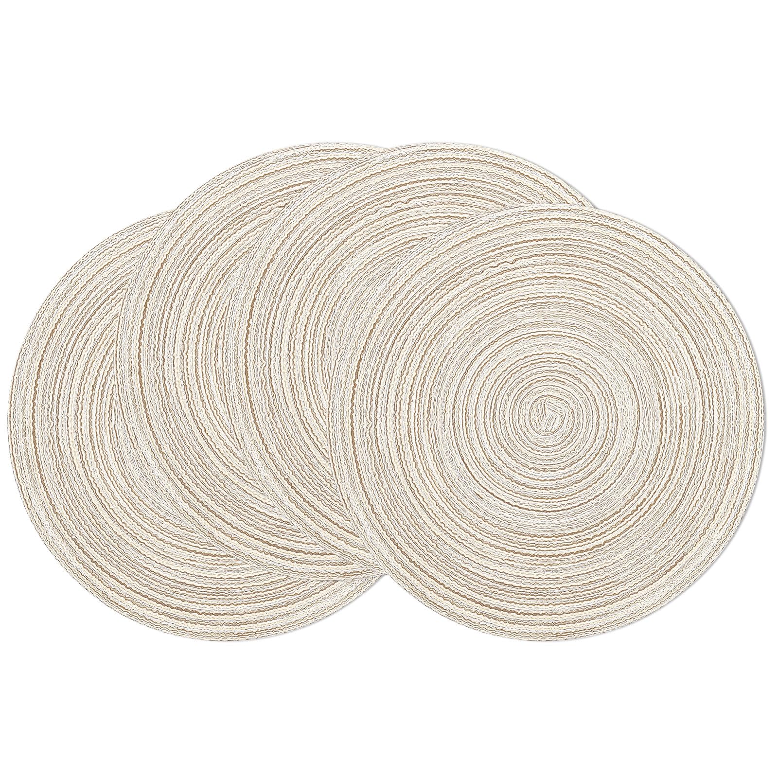Manteles SHACOS en marfil; set de 4 manteles redondos y trenzados para la mesa.