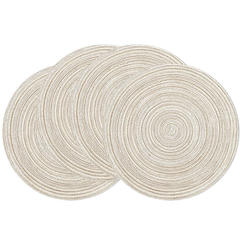 Manteles SHACOS en marfil; set de 4 manteles redondos y trenzados para la mesa.