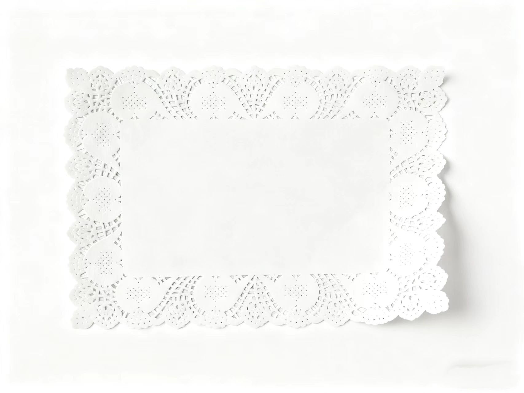 Manteles de papel con borde entallado blanco y acabado refinado