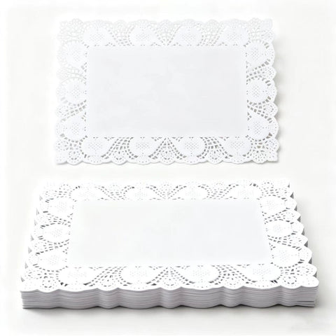 Manteles de papel con encaje blanco para eventos elegantes