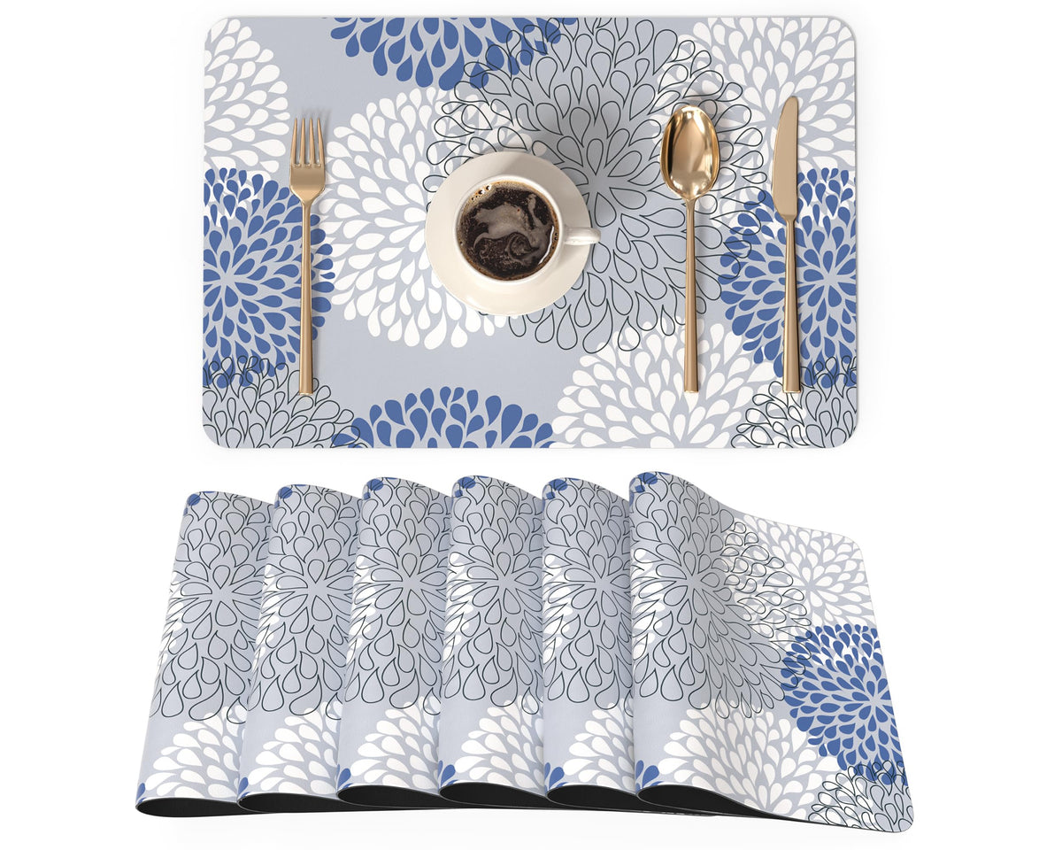 Manteles Qiyi 12x18 azul flor brote: protege la mesa y añade elegancia.