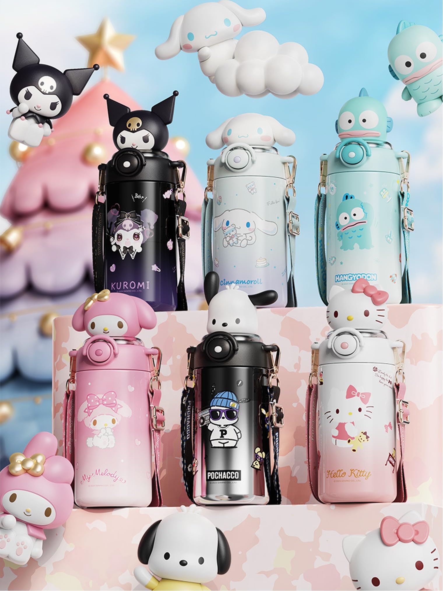 Many Rainbows Cinnamoroll, detalle de acero duradero.