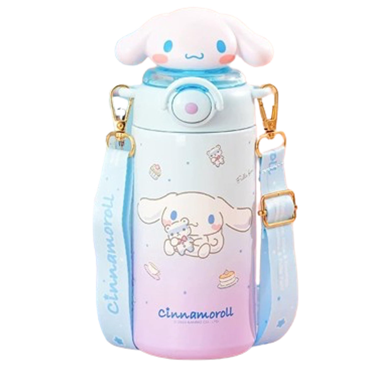 Many Rainbows Cinnamoroll, vista frontal, botella aislada para bebidas frescas.