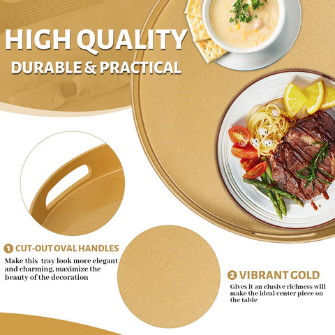 Bandeja plástica dorada MAONAME para salón, resistente y decorativa.