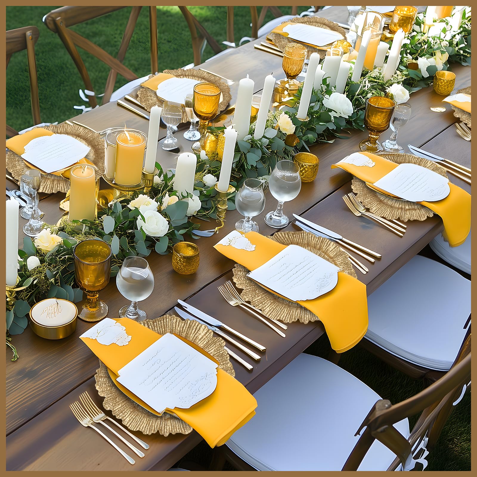 MAONAME base decorativa dorada para realzar vajilla en bodas y banquetes.