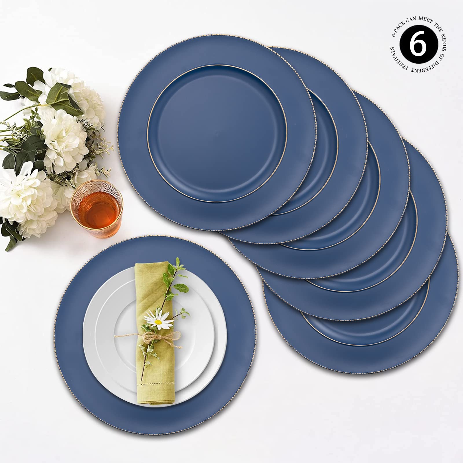 Conjunto de 6 cargadores MAONAME para bodas y banquetes.
