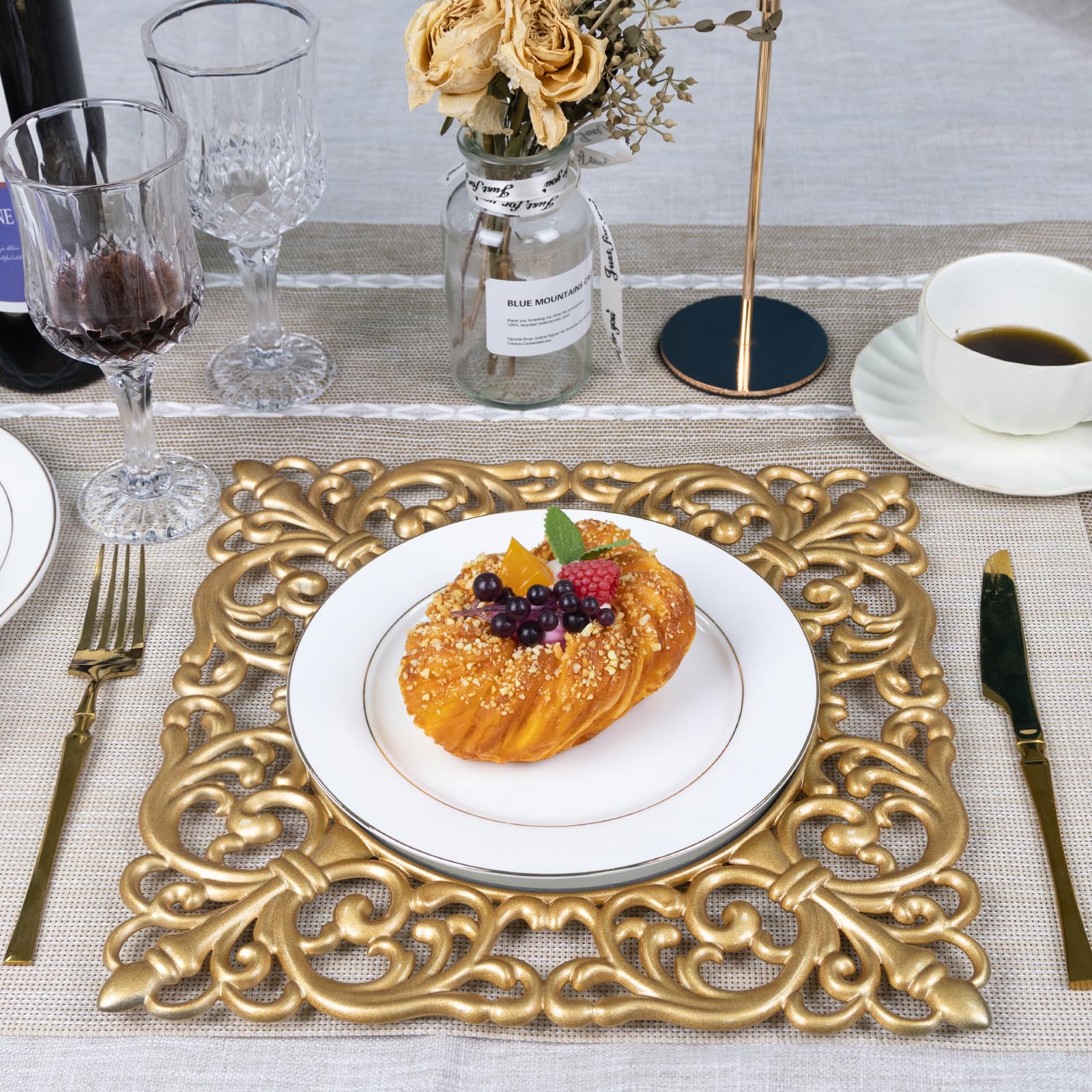 MAONAME cargadores dorados para eventos, ideales para bodas y recepciones.
