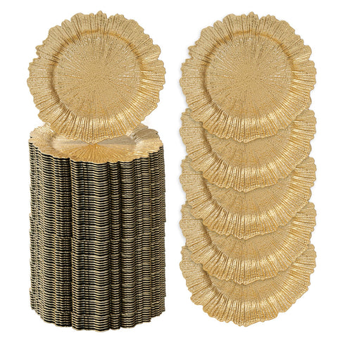 MAONAME cargadores dorados redondos de 13 pulgadas para una mesa elegante.