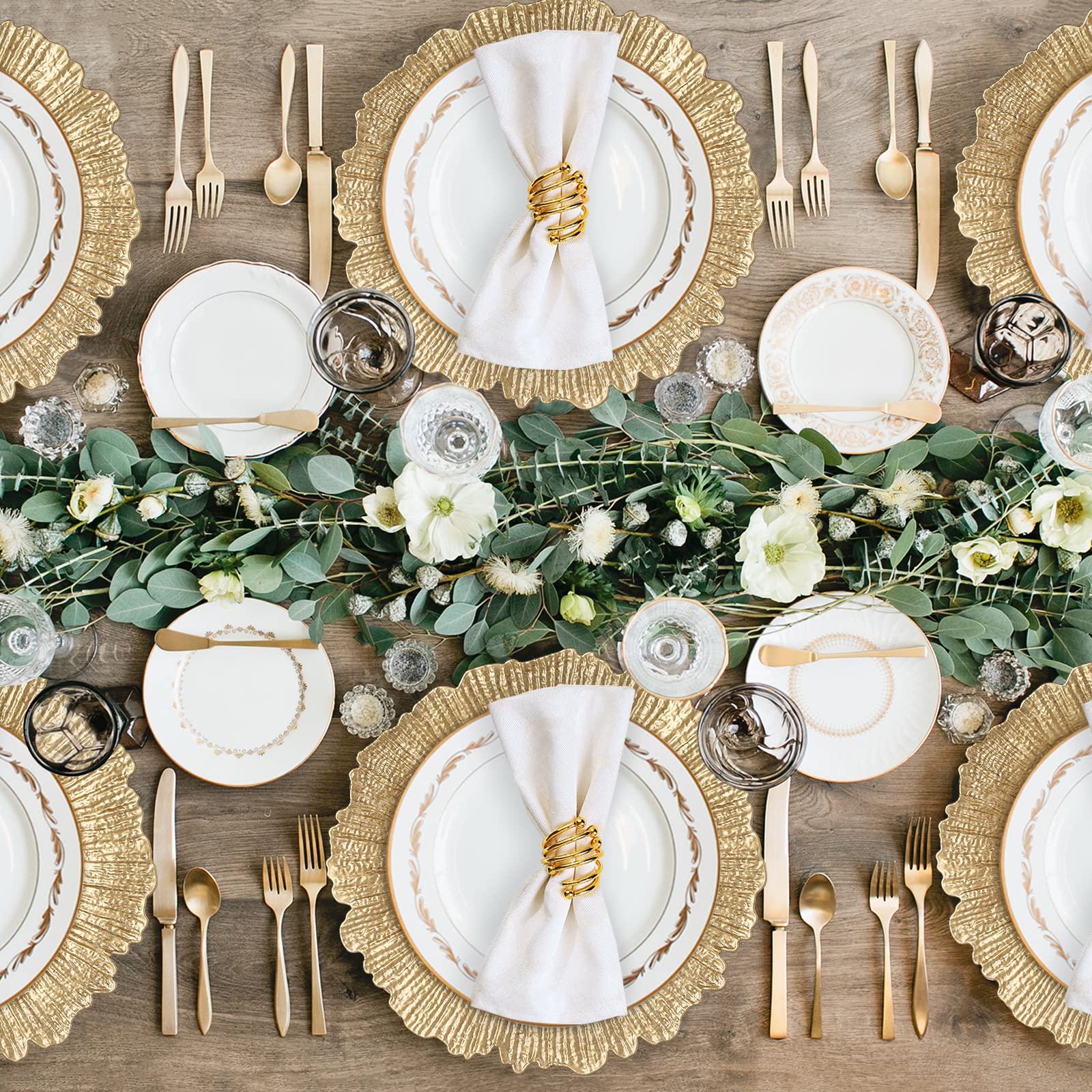 Maoname cargador dorado arrecife, añade brillo a la mesa para festividades.
