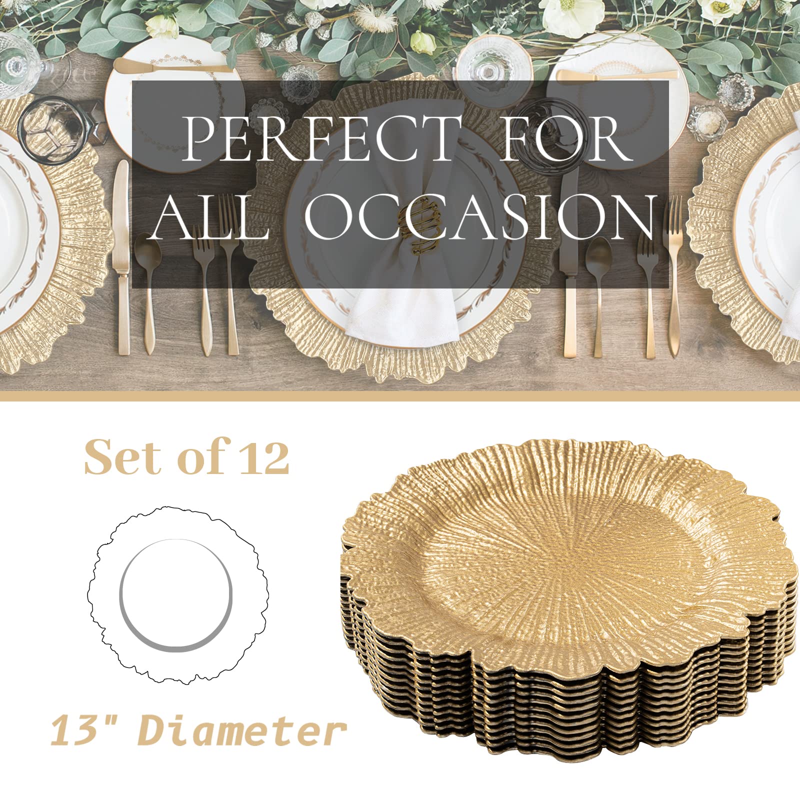 Maoname placa cargador dorada, compatible con platos principales para eventos.