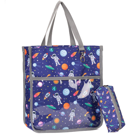 Maplerich bolsa tote infantil gris con estuche incluido, ideal para escuela.