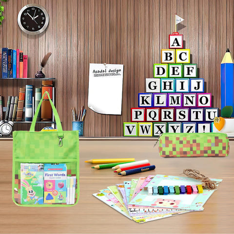 Maplerich bolso tote verde para libros y cuadernos.