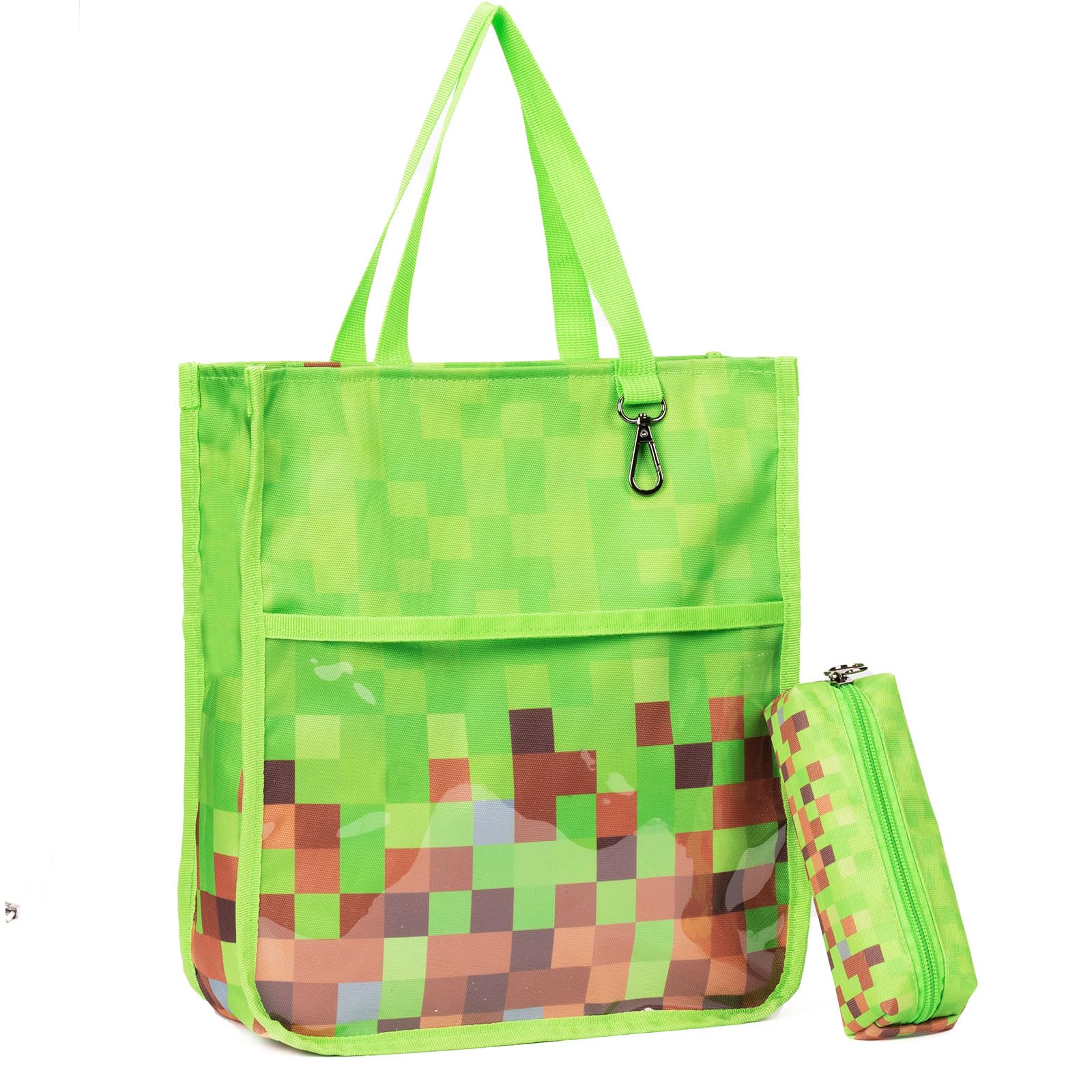 Maplerich tote para niños verde, vista frontal, ideal para útiles escolares.