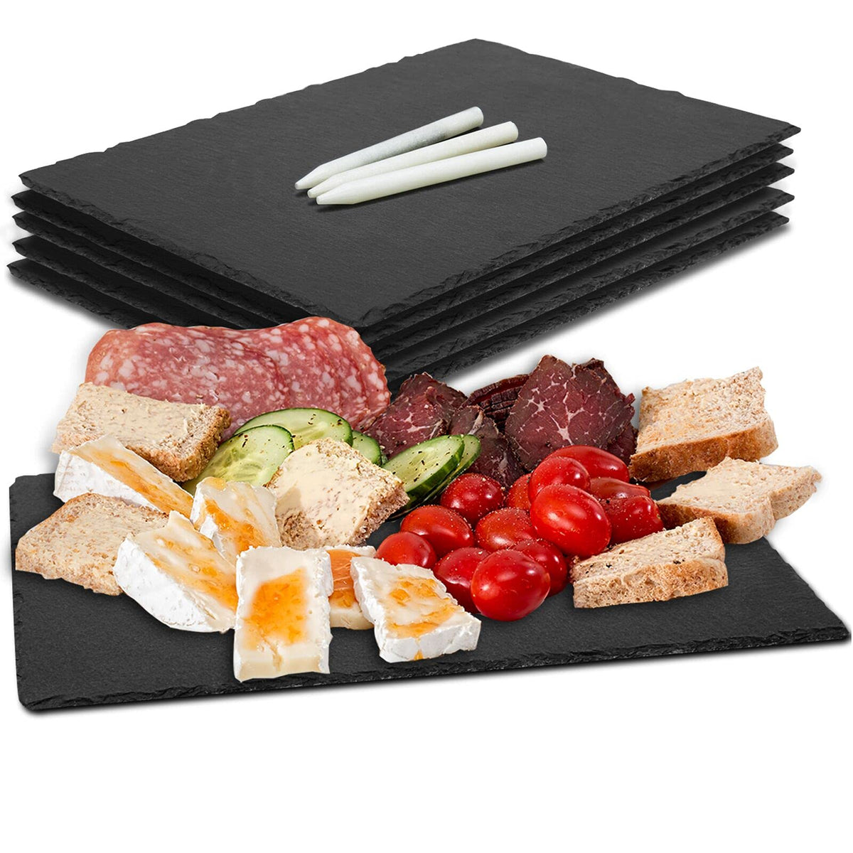 MAPRIAL tabla quesos pizarra negra 8-8x6 ideal para presentar quesos y aperitivos con estilo