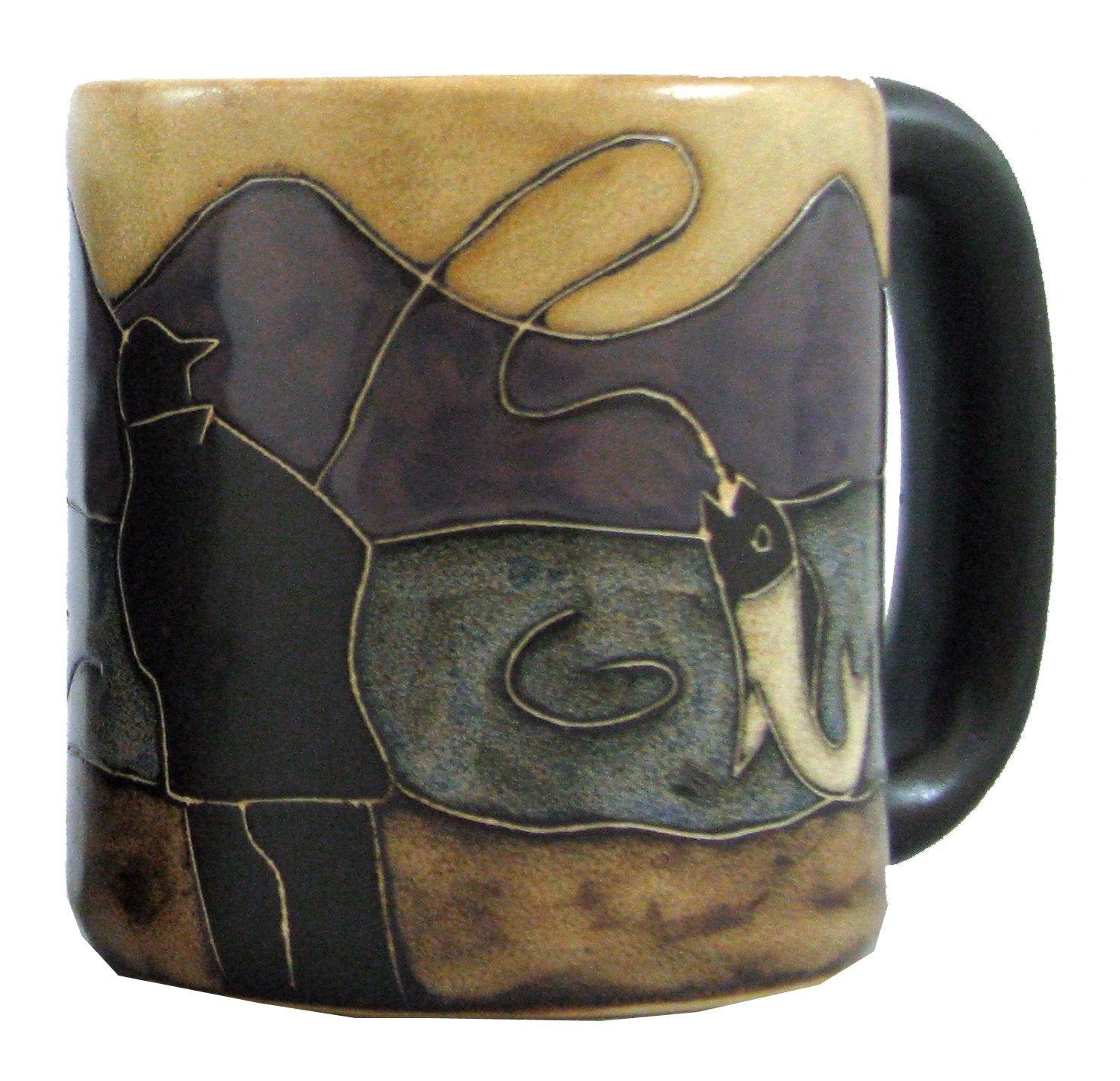 Mara Stoneware Taza Pescador 16 onzas, diseño artesanal ideal para café diario.