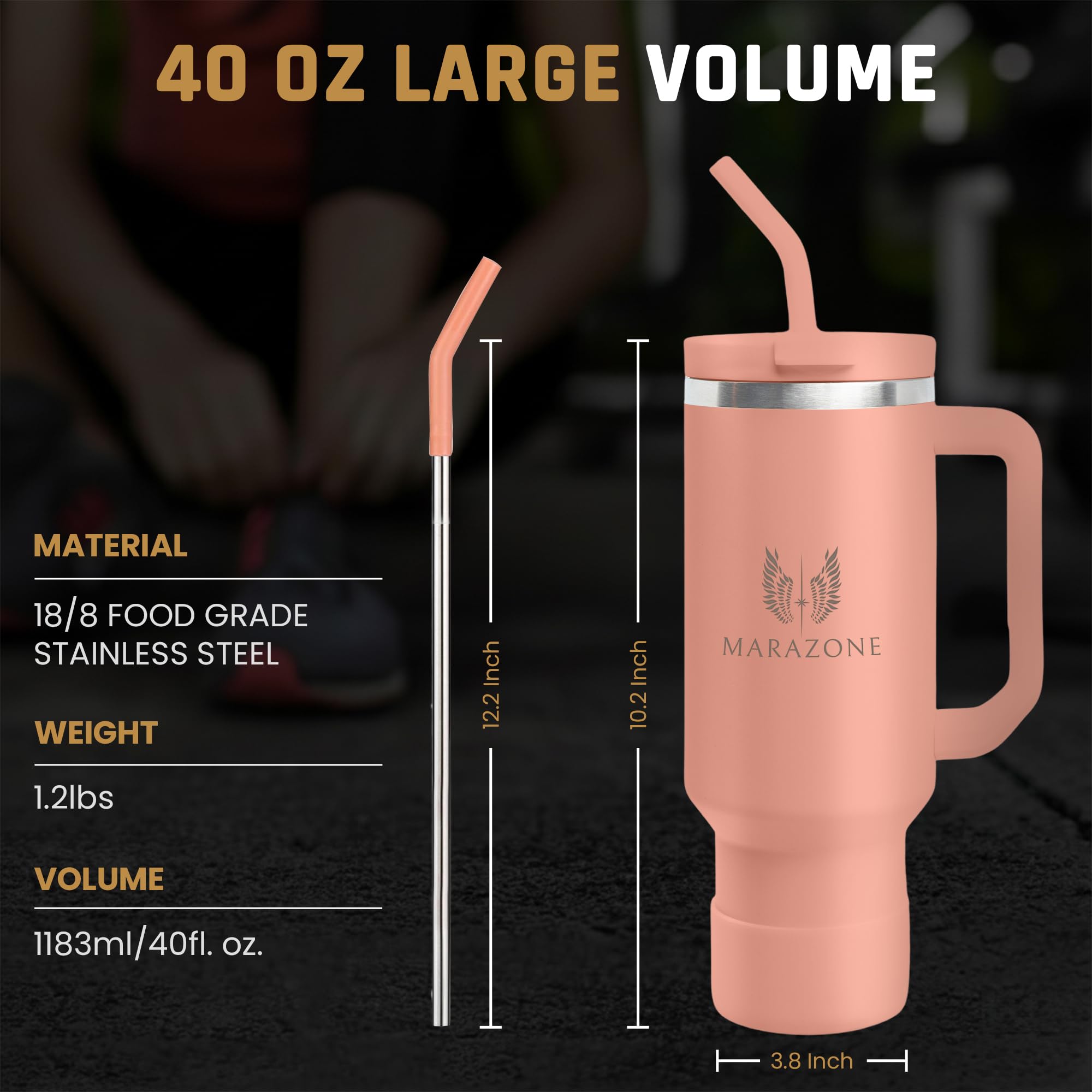 MARAZONE 40 oz de acero inoxidable reciclado, resistente y sostenible.