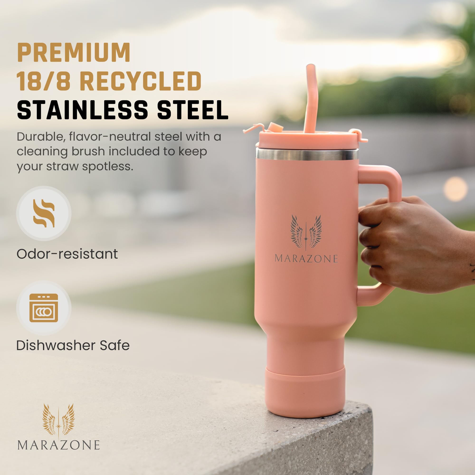 MARAZONE 40 oz compatible con portavasos de coche para viajes diarios.