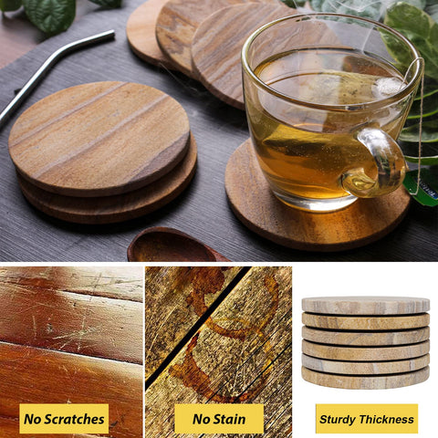Marbco posavasos artesano de arenisca arcoíris, realza la mesa con tonos naturales.