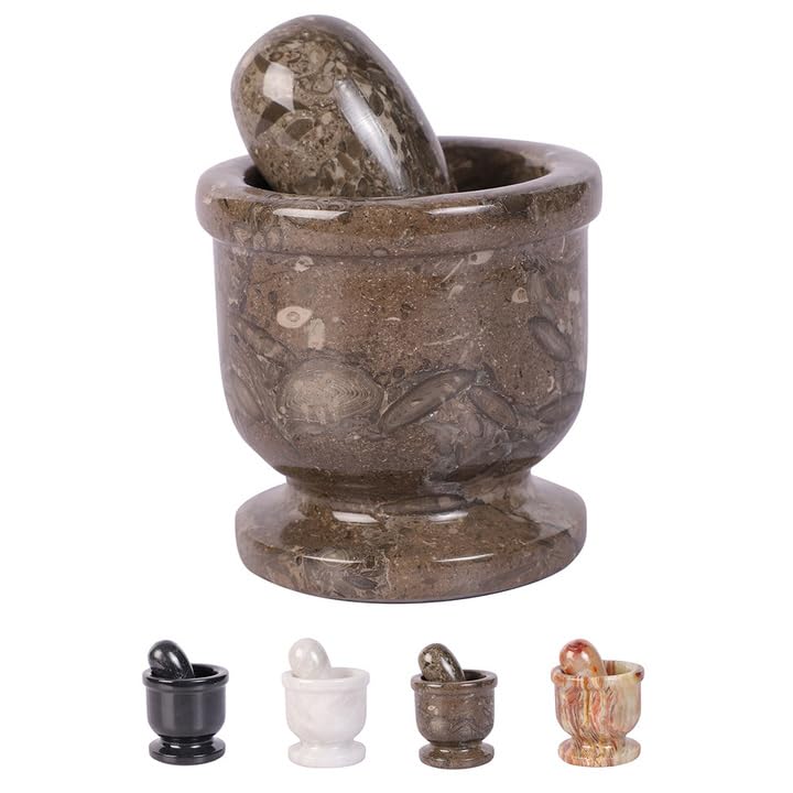 Marble Hives Mortero ovalado 2,5 pulgadas, ideal para moler especias en casa
