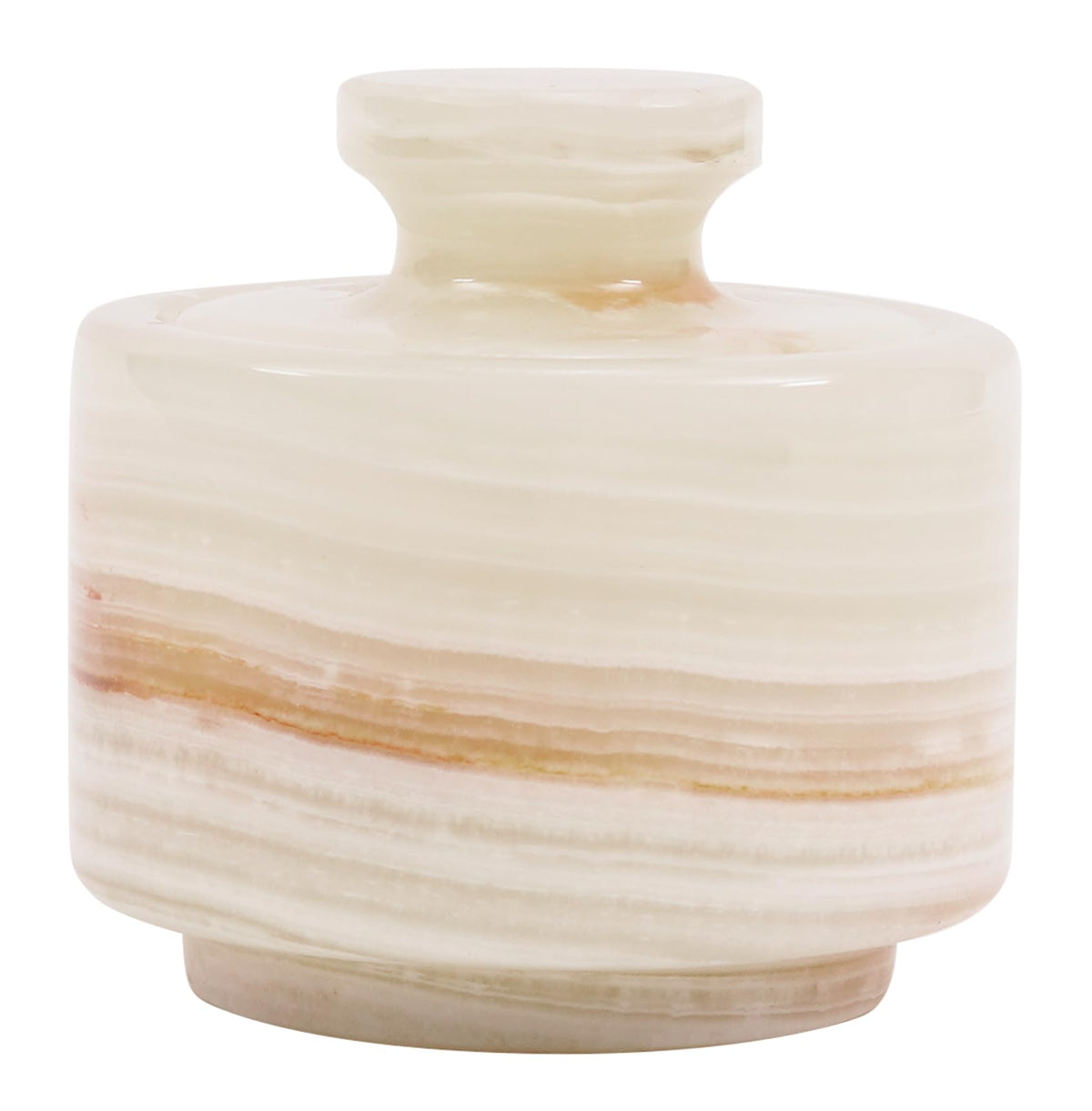 MARBLOUS KRAFTS Salero de mármol ónix blanco con tapa, ideal para especias aromáticas.