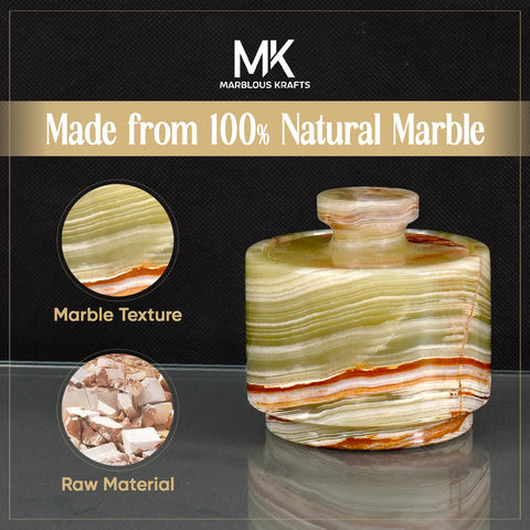 MARBLOUS KRAFTS salero mármol verde ónix en encimera, fácil limpieza.