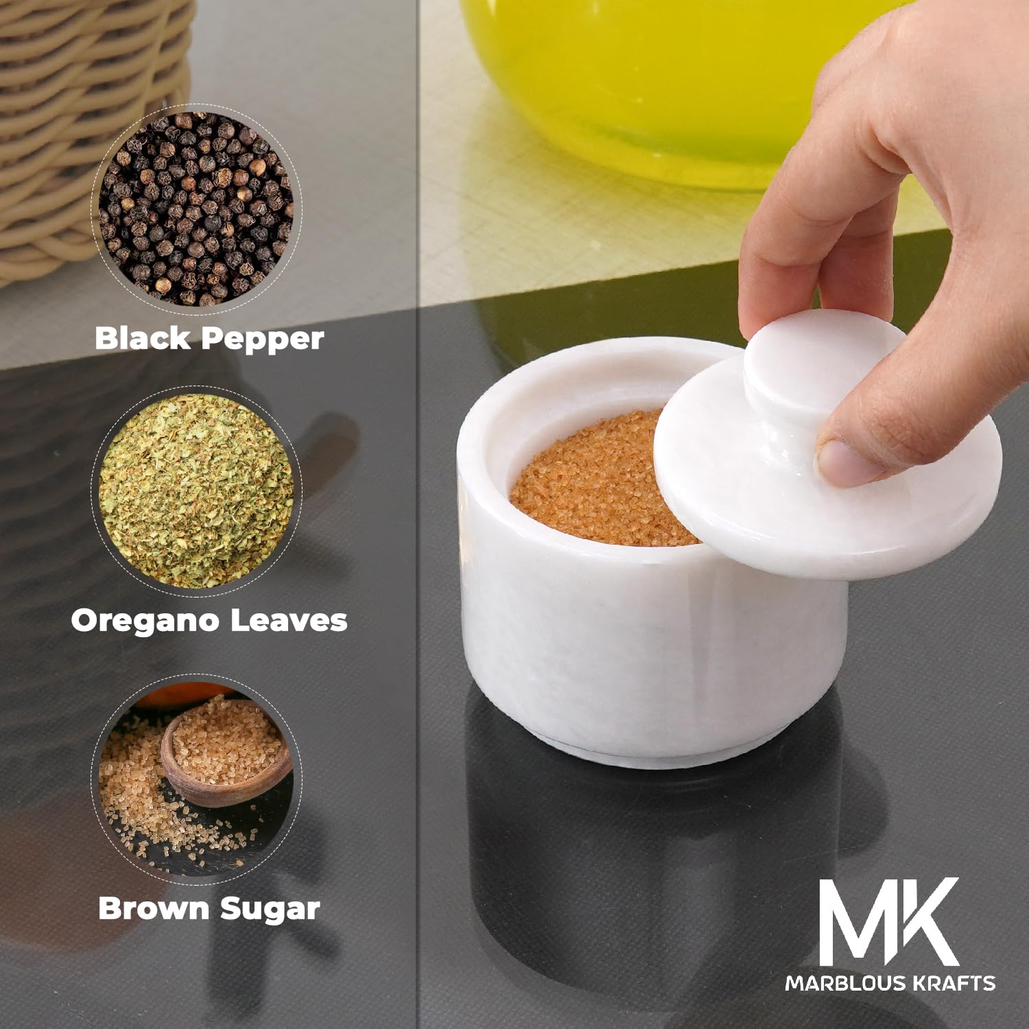 MARBLOUS KRAFTS salero de mármol, uso multipropósito para joyas o llaves.
