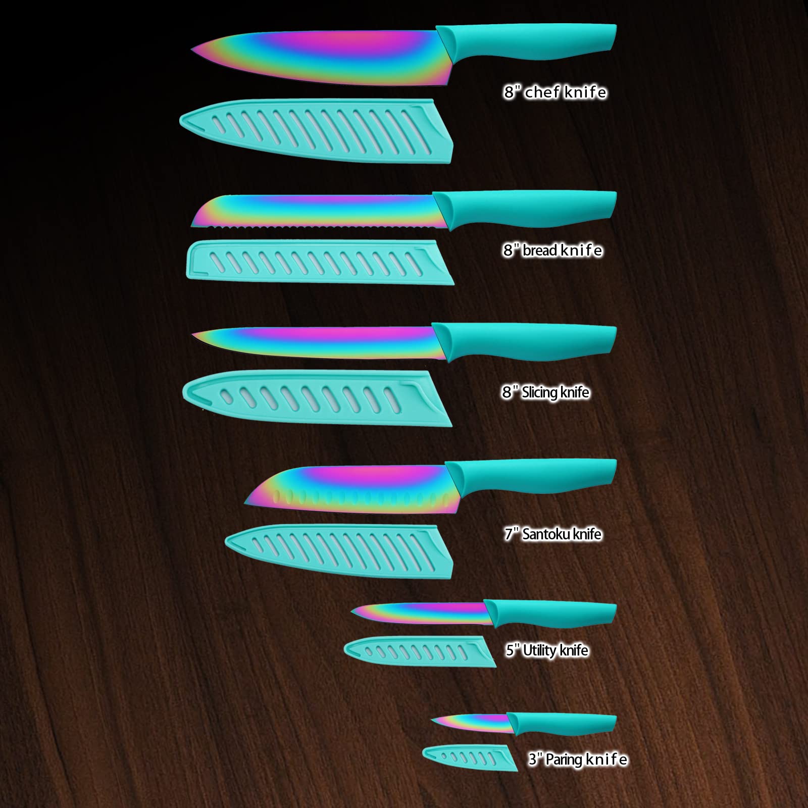 Cuchillo chef Marco Almond de 8 pulgadas con funda; afilado y control cómodo