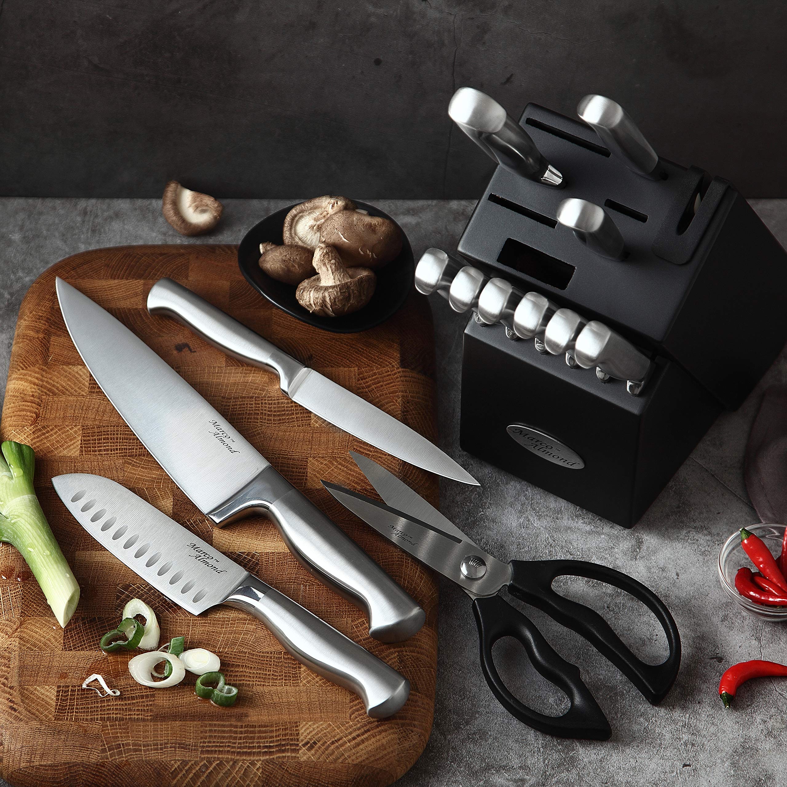 Marco Almond cuchillo chef 8 pulgadas con filo preciso.