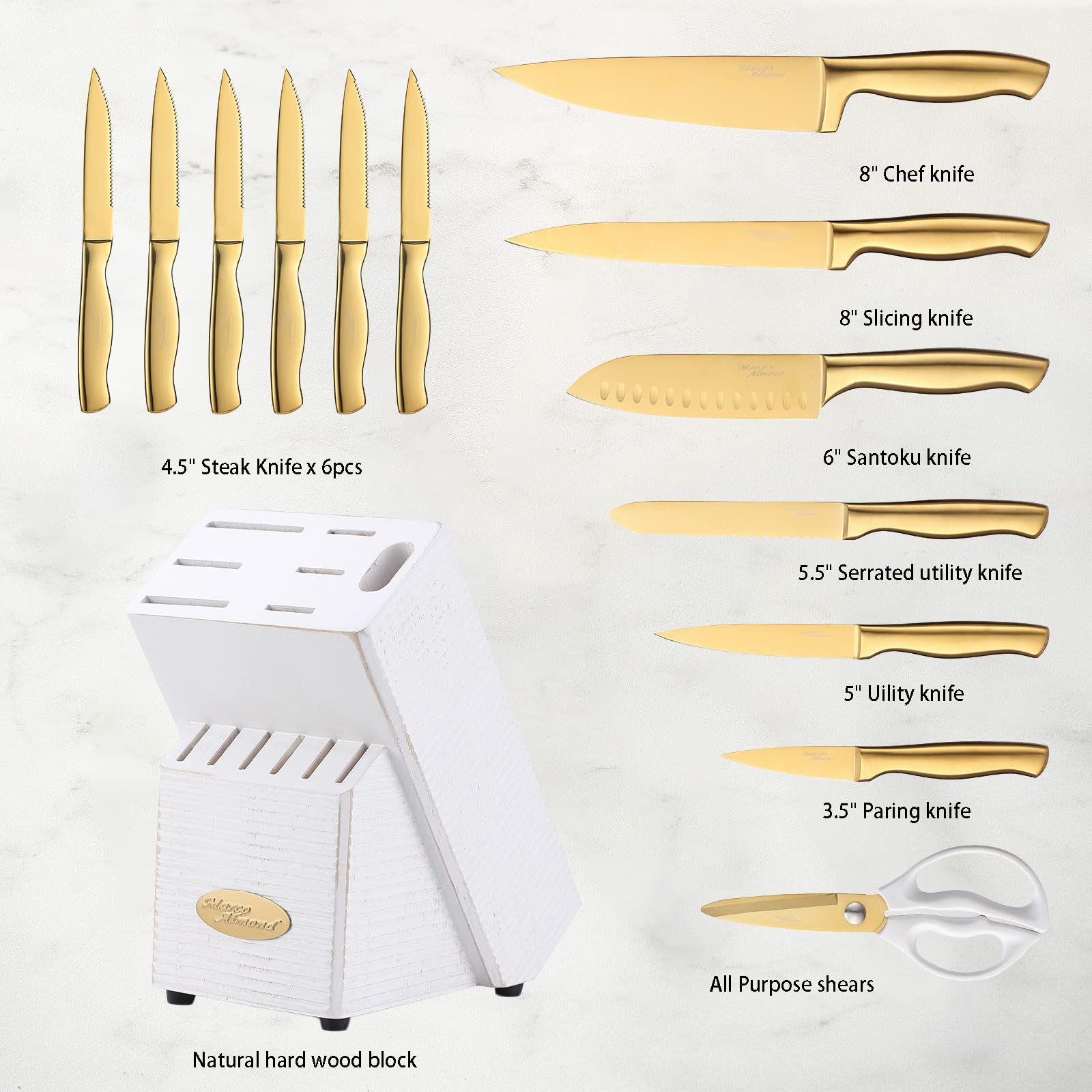 Cuchillo pelar Marco Almond de 3,5 pulgadas para pelar con precisión