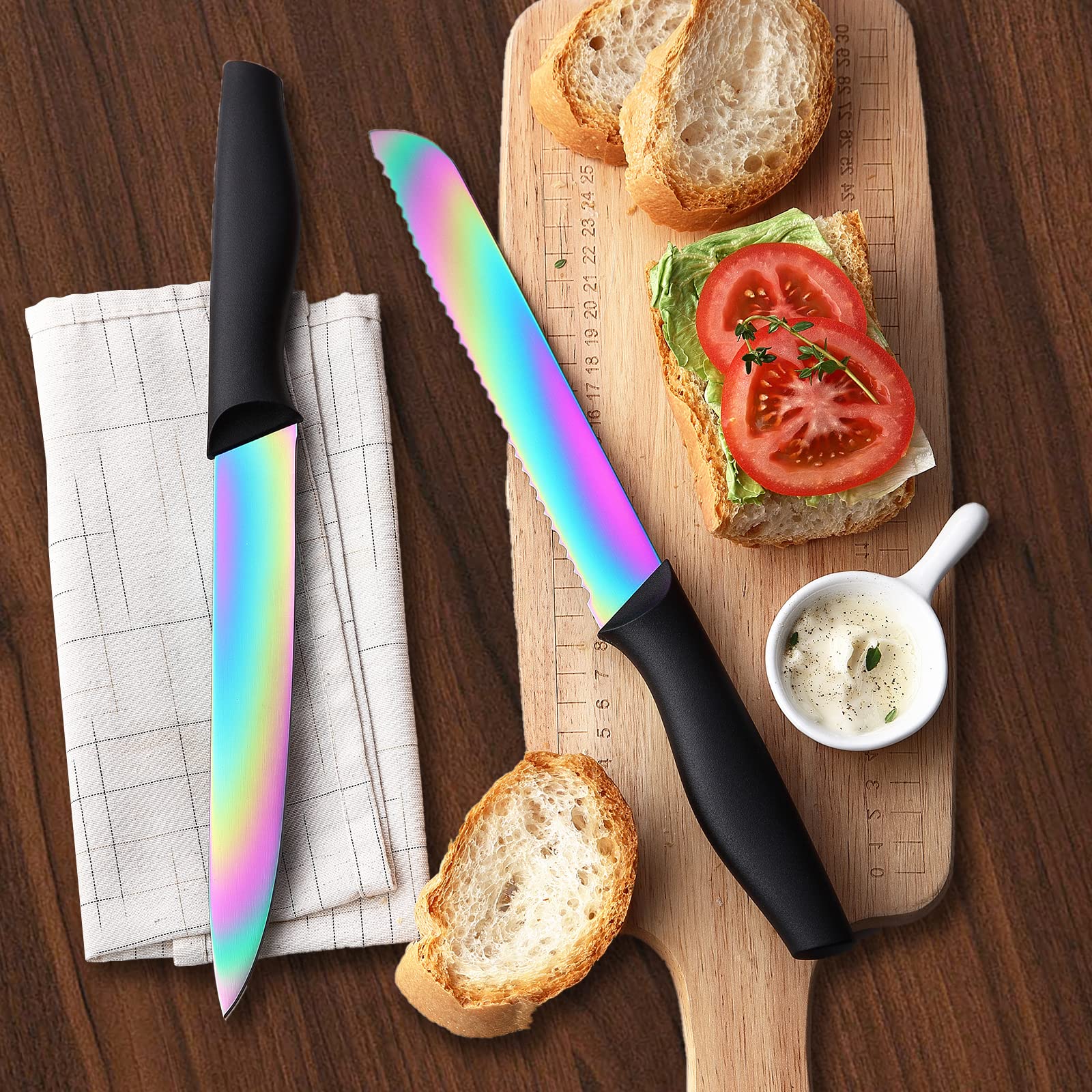 Marco Almond cuchillo utilitario 5 pulgadas arcoiris, tamaño compacto para cortes detallados