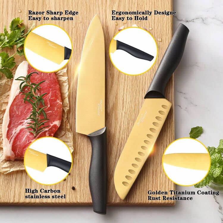 Marco Almond Gold: cuchillo para filetear dorado con filo estable y cómodo.