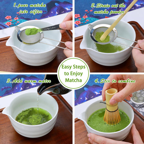 Tazón para matcha Maredash con pico que evita derrames