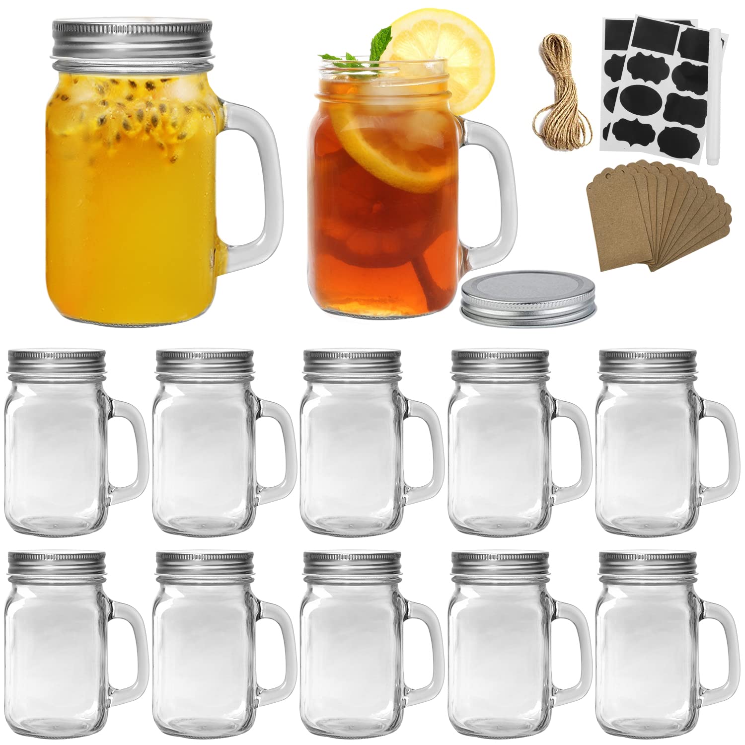 Jarras Mason Maredash con asa para servir bebidas en casa.
