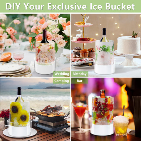 MARKETTY cubeta de hielo acrílica, transparente y resistente para cócteles y fiestas.